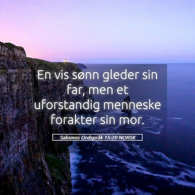 Picture 05 - Salomos Ordspråk 15:20 NORSK - En vis sønn gleder sin far, men et uforstandig - Bible Verse Picture