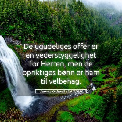 Picture 05 - Salomos Ordspråk 15:8 NORSK - De ugudeliges offer er en vederstyggelighet for - Bible Verse Picture