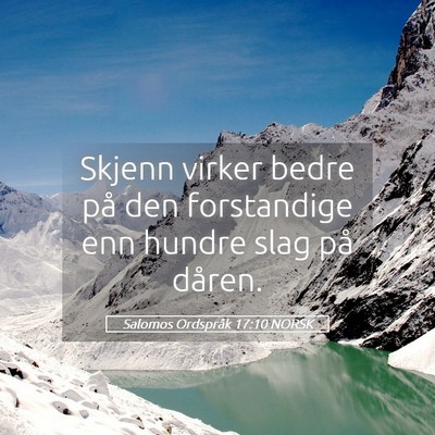 Picture 05 - Salomos Ordspråk 17:10 NORSK - Skjenn virker bedre på den forstandige enn - Bible Verse Picture
