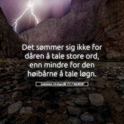 Picture 05 - Salomos Ordspråk 17:7 NORSK - Det sømmer sig ikke for dåren å tale store - Bible Verse Picture