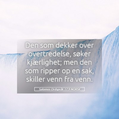 Picture 05 - Salomos Ordspråk 17:9 NORSK - Den som dekker over overtredelse, søker - Bible Verse Picture