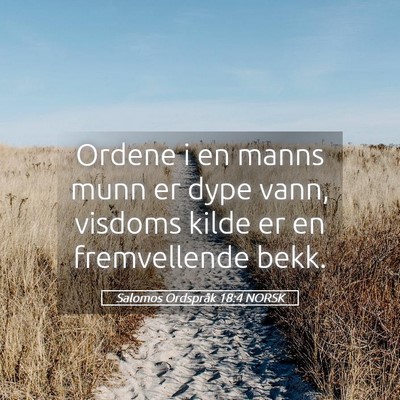 Picture 05 - Salomos Ordspråk 18:4 NORSK - Ordene i en manns munn er dype vann, visdoms - Bible Verse Picture