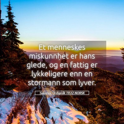 Picture 05 - Salomos Ordspråk 19:22 NORSK - Et menneskes miskunnhet er hans glede, og en - Bible Verse Picture