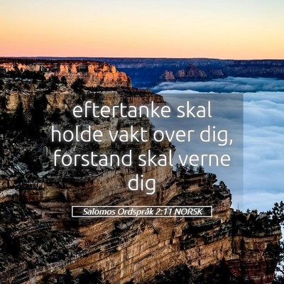 Picture 05 - Salomos Ordspråk 2:11 NORSK - eftertanke skal holde vakt over dig, forstand - Bible Verse Picture