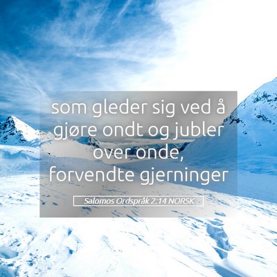 Picture 05 - Salomos Ordspråk 2:14 NORSK - som gleder sig ved å gjøre ondt og jubler over - Bible Verse Picture