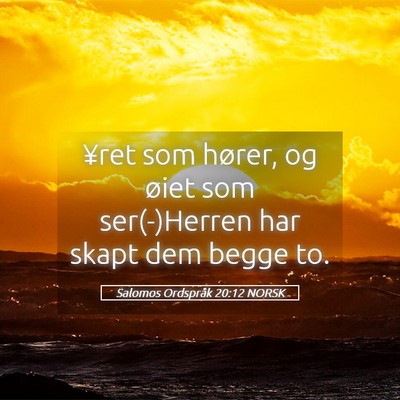 Picture 05 - Salomos Ordspråk 20:12 NORSK - ¥ret som hører, og øiet som ser(-)Herren har - Bible Verse Picture