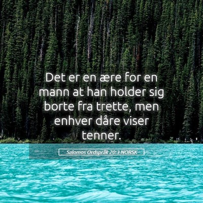 Picture 05 - Salomos Ordspråk 20:3 NORSK - Det er en ære for en mann at han holder sig - Bible Verse Picture