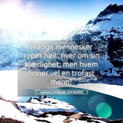 Picture 05 - Salomos Ordspråk 20:6 NORSK - Mange mennesker roper høit, hver om sin - Bible Verse Picture