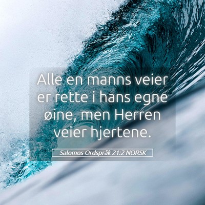 Picture 05 - Salomos Ordspråk 21:2 NORSK - Alle en manns veier er rette i hans egne øine, - Bible Verse Picture