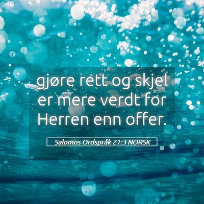 Picture 05 - Salomos Ordspråk 21:3 NORSK - gjøre rett og skjel er mere verdt for Herren enn - Bible Verse Picture