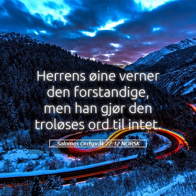 Picture 05 - Salomos Ordspråk 22:12 NORSK - Herrens øine verner den forstandige, men han - Bible Verse Picture
