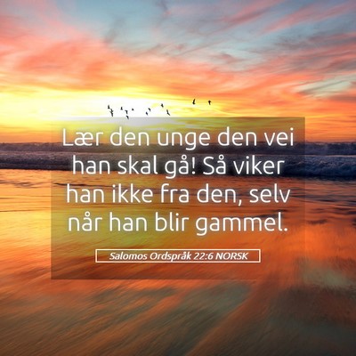 Picture 05 - Salomos Ordspråk 22:6 NORSK - Lær den unge den vei han skal gå! Så viker han - Bible Verse Picture