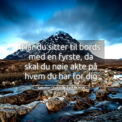 Picture 05 - Salomos Ordspråk 23:1 NORSK - Når du sitter til bords med en fyrste, da skal - Bible Verse Picture