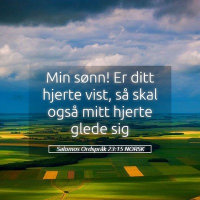 Picture 05 - Salomos Ordspråk 23:15 NORSK - Min sønn! Er ditt hjerte vist, så skal også - Bible Verse Picture