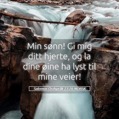 Picture 05 - Salomos Ordspråk 23:26 NORSK - Min sønn! Gi mig ditt hjerte, og la dine øine - Bible Verse Picture