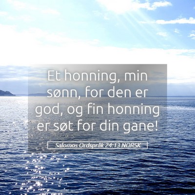 Picture 05 - Salomos Ordspråk 24:13 NORSK - Et honning, min sønn, for den er god, og fin - Bible Verse Picture