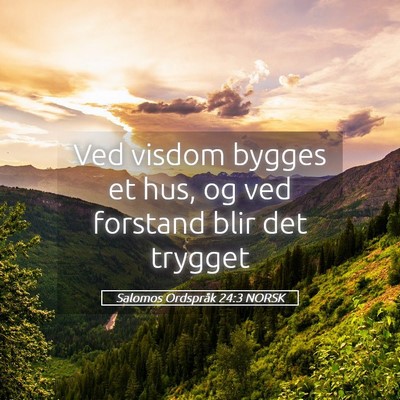 Picture 05 - Salomos Ordspråk 24:3 NORSK - Ved visdom bygges et hus, og ved forstand blir - Bible Verse Picture