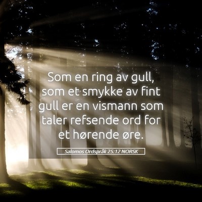 Picture 05 - Salomos Ordspråk 25:12 NORSK - Som en ring av gull, som et smykke av fint gull - Bible Verse Picture