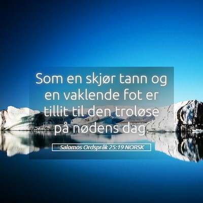 Picture 05 - Salomos Ordspråk 25:19 NORSK - Som en skjør tann og en vaklende fot er tillit - Bible Verse Picture