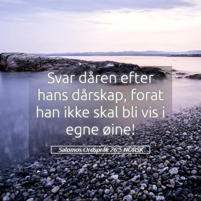 Picture 05 - Salomos Ordspråk 26:5 NORSK - Svar dåren efter hans dårskap, forat han ikke - Bible Verse Picture