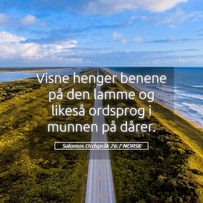 Picture 05 - Salomos Ordspråk 26:7 NORSK - Visne henger benene på den lamme og likeså - Bible Verse Picture