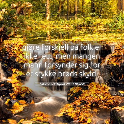 Picture 05 - Salomos Ordspråk 28:21 NORSK - gjøre forskjell på folk er ikke rett, men - Bible Verse Picture