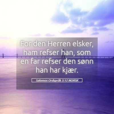 Picture 05 - Salomos Ordspråk 3:12 NORSK - For den Herren elsker, ham refser han, som en far - Bible Verse Picture