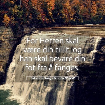 Picture 05 - Salomos Ordspråk 3:26 NORSK - For Herren skal være din tillit, og han skal - Bible Verse Picture