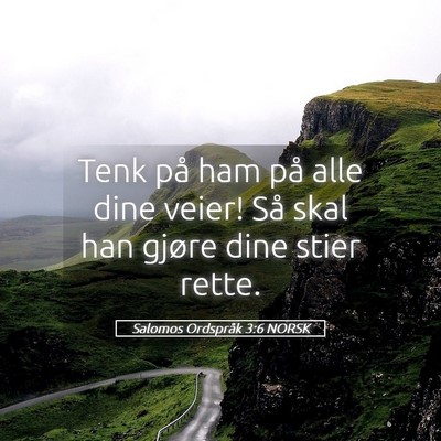 Picture 05 - Salomos Ordspråk 3:6 NORSK - Tenk på ham på alle dine veier! Så skal han - Bible Verse Picture