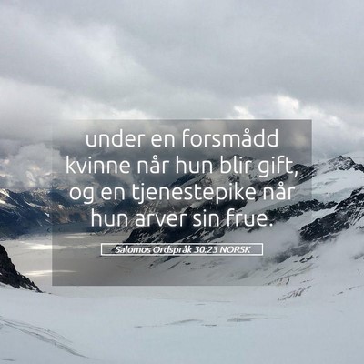 Picture 05 - Salomos Ordspråk 30:23 NORSK - under en forsmådd kvinne når hun blir gift, og - Bible Verse Picture