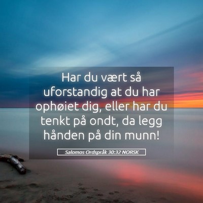 Picture 05 - Salomos Ordspråk 30:32 NORSK - Har du vært så uforstandig at du har ophøiet - Bible Verse Picture