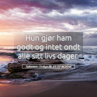 Picture 05 - Salomos Ordspråk 31:12 NORSK - Hun gjør ham godt og intet ondt alle sitt livs - Bible Verse Picture