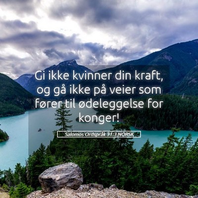 Picture 05 - Salomos Ordspråk 31:3 NORSK - Gi ikke kvinner din kraft, og gå ikke på veier - Bible Verse Picture