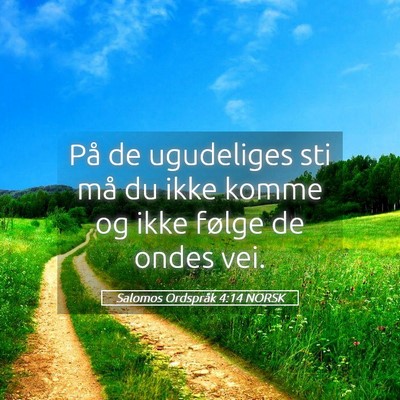 Picture 05 - Salomos Ordspråk 4:14 NORSK - På de ugudeliges sti må du ikke komme og ikke - Bible Verse Picture