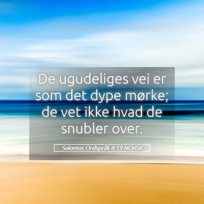Picture 05 - Salomos Ordspråk 4:19 NORSK - De ugudeliges vei er som det dype mørke; de vet - Bible Verse Picture