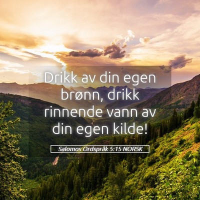 Picture 05 - Salomos Ordspråk 5:15 NORSK - Drikk av din egen brønn, drikk rinnende vann av - Bible Verse Picture