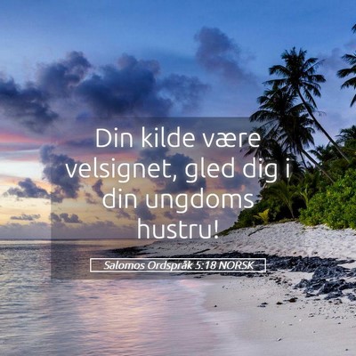 Picture 05 - Salomos Ordspråk 5:18 NORSK - Din kilde være velsignet, gled dig i din ungdoms - Bible Verse Picture