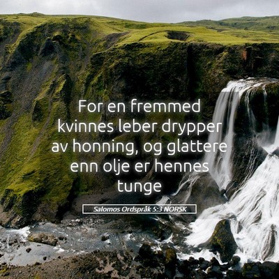 Picture 05 - Salomos Ordspråk 5:3 NORSK - For en fremmed kvinnes leber drypper av honning, - Bible Verse Picture