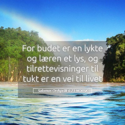 Picture 05 - Salomos Ordspråk 6:23 NORSK - For budet er en lykte og læren et lys, og - Bible Verse Picture