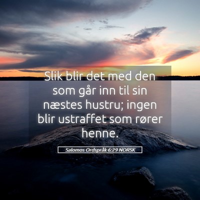 Picture 05 - Salomos Ordspråk 6:29 NORSK - Slik blir det med den som går inn til sin - Bible Verse Picture
