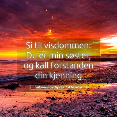 Picture 05 - Salomos Ordspråk 7:4 NORSK - Si til visdommen: Du er min søster, og kall - Bible Verse Picture