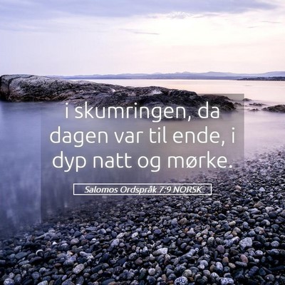 Picture 05 - Salomos Ordspråk 7:9 NORSK - i skumringen, da dagen var til ende, i dyp natt - Bible Verse Picture
