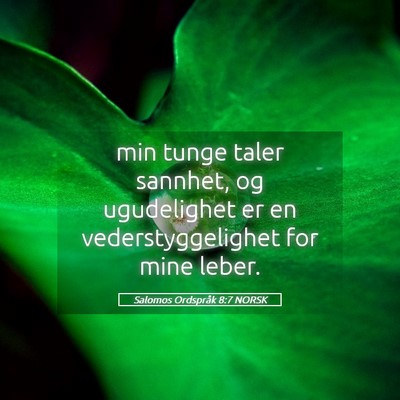 Picture 05 - Salomos Ordspråk 8:7 NORSK - min tunge taler sannhet, og ugudelighet er en - Bible Verse Picture