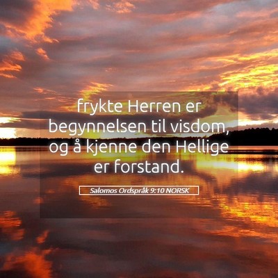 Picture 05 - Salomos Ordspråk 9:10 NORSK - frykte Herren er begynnelsen til visdom, og å - Bible Verse Picture