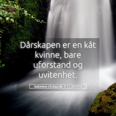 Picture 05 - Salomos Ordspråk 9:13 NORSK - Dårskapen er en kåt kvinne, bare uforstand og - Bible Verse Picture