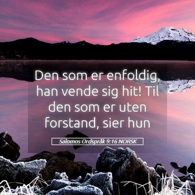 Picture 05 - Salomos Ordspråk 9:16 NORSK - Den som er enfoldig, han vende sig hit! Til den - Bible Verse Picture