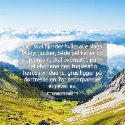 Picture 05 - Sefanja 2:14 NORSK - Der skal hjorder hvile; alle slags - Bible Verse Picture