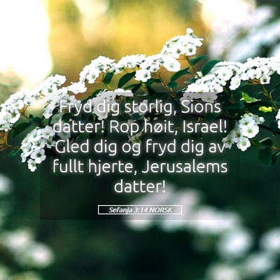 Picture 05 - Sefanja 3:14 NORSK - Fryd dig storlig, Sions datter! Rop høit, - Bible Verse Picture