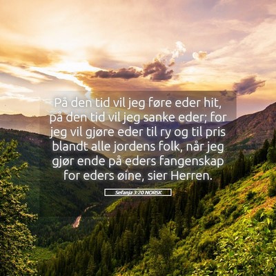 Picture 05 - Sefanja 3:20 NORSK - På den tid vil jeg føre eder hit, på den tid - Bible Verse Picture
