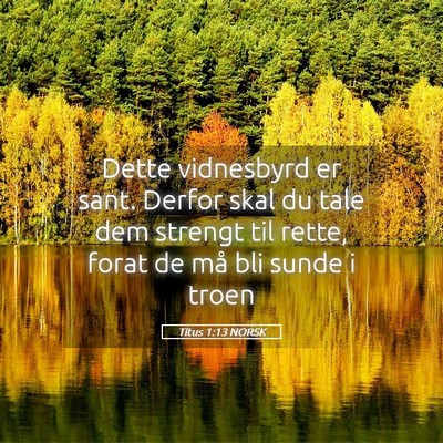 Picture 05 - Titus 1:13 NORSK - Dette vidnesbyrd er sant. Derfor skal du tale dem - Bible Verse Picture